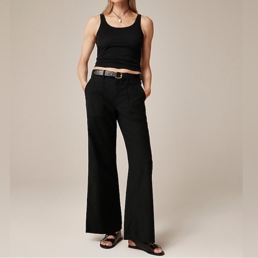 J. Crew Black Utility camp picket Wide-Leg Pants 26